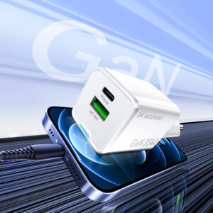 Wozinsky WWC-35W GaN USB-A + USB-C Wall Charger - baltos spalvos - Image 5