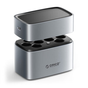 Orico EV8 AA Lithium Battery Charger with Storage Function - sidabro spalvos