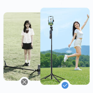 Selfie stick Orico SPN185 1/4" tripod for phone camera with 360 degree rotation Bluetooth 5.2 - juodos spalvos - Image 2