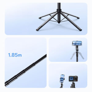 Selfie stick Orico SPN185 1/4" tripod for phone camera with 360 degree rotation Bluetooth 5.2 - juodos spalvos - Image 4