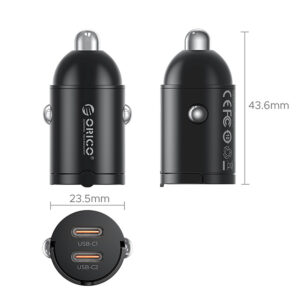 Orico MiniRing 30W 2x USB-C automobilinis įkroviklis - juodos spalvos - Image 2
