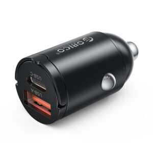 Orico MiniRing 30W USB-A + USB-C automobilinis įkroviklis - juodos spalvos