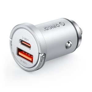 Orico MiniRing Pro 45W USB-A + USB-C automobilinis įkroviklis - sidabro spalvos