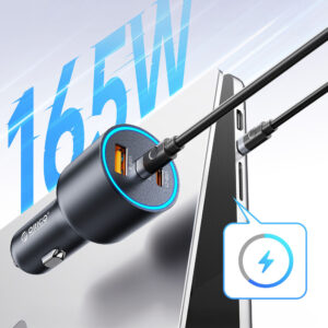 Orico HyperDrive 165W USB-A + 2x USB-C automobilinis įkroviklis - juodos spalvos - Image 5