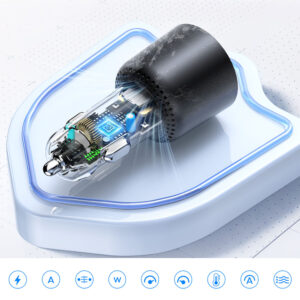 Orico HyperDrive 165W USB-A + 2x USB-C automobilinis įkroviklis - juodos spalvos - Image 6