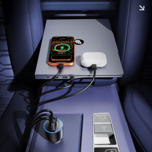 Orico PowerLink 165W USB-A + 2x USB-C automobilinis įkroviklis - juodos spalvos - Image 5
