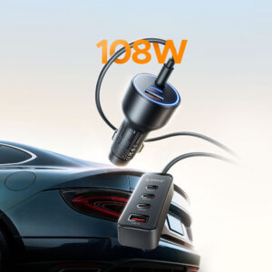 Orico ChargeClip 108W automobilinis įkroviklis 2x USB-A + 4x USB-C with Clip - juodos spalvos - Image 3
