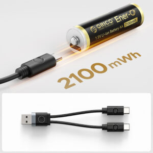 Orico Ener-G EG5C Lithium Battery 1.5V 2100mWh AA USB-C Rechargeable Battery with Charging Cable 2 pcs. - Image 8