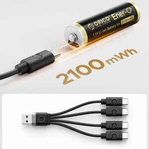 Orico Ener-G EG5C Lithium Battery 1.5V 2100mWh AA USB-C Rechargeable Battery with Charging Cable 4 pcs. - Image 8