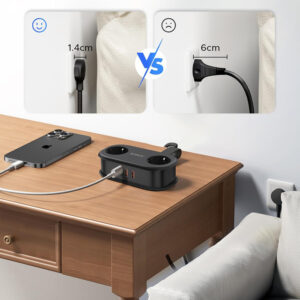Orico APP 15.5W 5in1 Power Strip 2x AC + 2x USB-A + 1x USB-C - juodos spalvos - Image 3