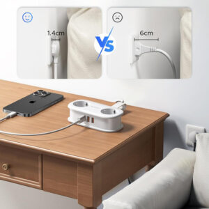 Orico APP 15.5W 5in1 Power Strip 2x AC + 2x USB-A + 1x USB-C - baltos spalvos - Image 5