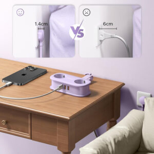 Orico AP3 20W GaN 5in1 Power Strip 2x AC + 2x USB-A + 1x USB-C - violetinės spalvos - Image 2