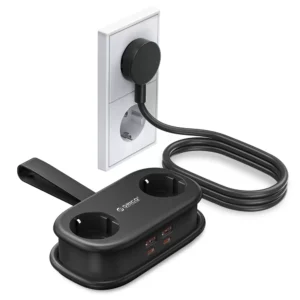 Orico AP3 20W GaN 5in1 Power Strip 2x AC + 2x USB-A + 1x USB-C - juodos spalvos - Image 2
