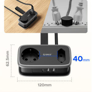 Orico AP3 65W GaN 6in1 Power Strip 2x AC + 2x USB-A + 2x USB-C - juodos spalvos - Image 8