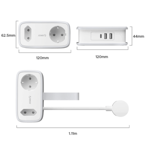 Orico AP3 65W GaN 6in1 Power Strip 2x AC + 2x USB-A + 2x USB-C - baltos spalvos - Image 3