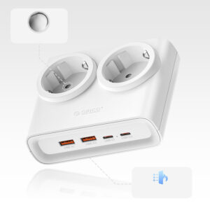 Orico PDC25 25W 6in1 Power Strip 2x AC + 2x USB-A + 2x USB-C - baltos spalvos - Image 2