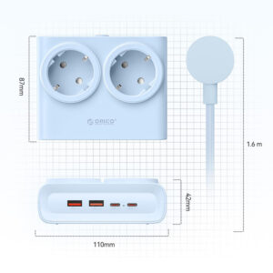 Orico PDC25 25W 6in1 Power Strip 2x AC + 2x USB-A + 2x USB-C - Blue - Image 4