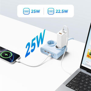 Orico PDC25 25W 6in1 Power Strip 2x AC + 2x USB-A + 2x USB-C - Blue - Image 5