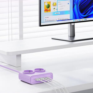Orico PDC25 25W 6in1 Power Strip 2x AC + 2x USB-A + 2x USB-C - violetinės spalvos - Image 2