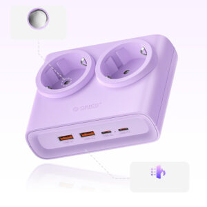 Orico PDC25 25W 6in1 Power Strip 2x AC + 2x USB-A + 2x USB-C - violetinės spalvos - Image 4