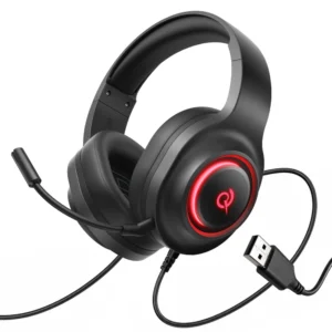 QCY V200 Pro Wired žaidimų ausinės with 7.1 Sound and Detachable Mikrofonas - juodos spalvos