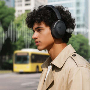 QCY H3S Wireless On-Ear ausinės with LDAC and ANC Noise Cancellation - juodos spalvos - Image 9