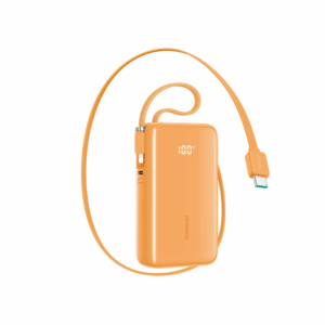 Joyroom JR-PR2 35W 10000mAh Powerbank with Built-in USB-C and Lightning Cables - oranžinės spalvos