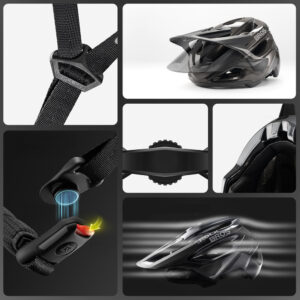 Rockbros LK-99 Mountain dviratininko šalmas with Adjustable Visor and Magnetic Closure 58-62 cm - Titanium - Image 5