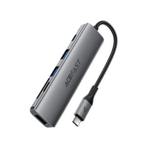 Acefast J18 USB Hub USB-C 6-in-1 HDMI 4K 60Hz PD90W Docking Station - pilkos spalvos