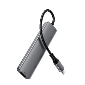 Acefast J18 USB Hub USB-C 6-in-1 HDMI 4K 60Hz PD90W Docking Station - pilkos spalvos - Image 3