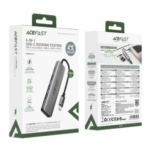 Acefast J18 USB Hub USB-C 6-in-1 HDMI 4K 60Hz PD90W Docking Station - pilkos spalvos - Image 4
