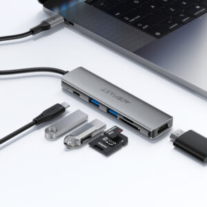 Acefast J18 USB Hub USB-C 6-in-1 HDMI 4K 60Hz PD90W Docking Station - pilkos spalvos - Image 5
