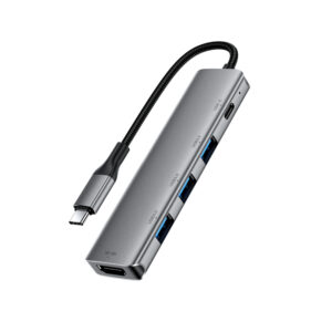 Acefast J16 USB Hub USB-C 5-in-1 HDMI 4K 60Hz PD90W Docking Station - pilkos spalvos - Image 4