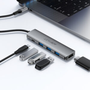 Acefast J16 USB Hub USB-C 5-in-1 HDMI 4K 60Hz PD90W Docking Station - pilkos spalvos - Image 7