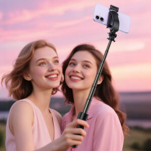 Acefast E42 Selfie Stick with Automatic Tripod and Bluetooth Remote Control 63 cm - juodos spalvos - Image 9