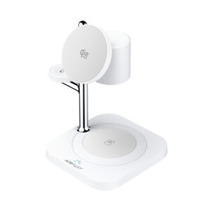 Acefast E39 Qi2.2 25W 4-in-1 Wireless Desk Charger for Phone, Watch, and ausinės with Night Light - baltos spalvos