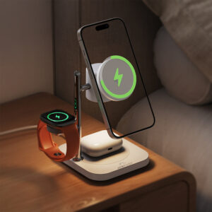 Acefast E39 Qi2.2 25W 4-in-1 Wireless Desk Charger for Phone, Watch, and ausinės with Night Light - baltos spalvos - Image 7