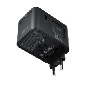 Acefast Z8 GaN 45W Travel Adapter 3x USB-C + 2x USB-A Travel Wall Charger with 2500W AC Socket - juodos spalvos - Image 3