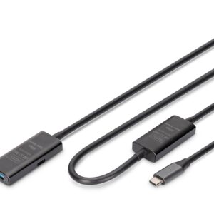 Digitus DA-73111 USB kabelis USB 3.2 Gen 1 (3.1 Gen 1) 10 m USB C USB A Juoda - Image 1