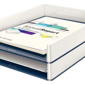 Dokumentų lentynėlė Leitz Wow Dual, A4, plastikinė, baltos/pilkos spalvos - Image 3