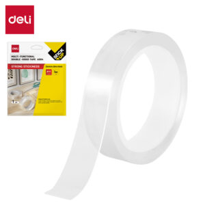 Lipni juosta DELI 24 mm x 3 m x 1 mm, dvipusė, skaidri