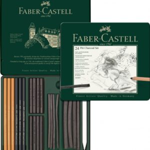 Rinkinys Faber-Castell PITT Charcoal Monochrome, skirtas eskizavimui, 24vnt