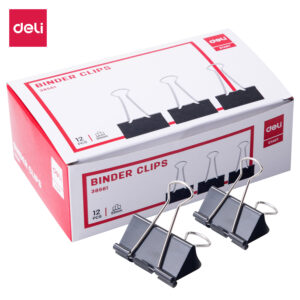 Spaustukai DELI 51mm 12vnt/pak, juodos spalvos