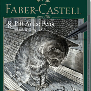 Rašikliai piešimui Faber-Castell Pitt Artist Pen Black&Grey,  8vnt