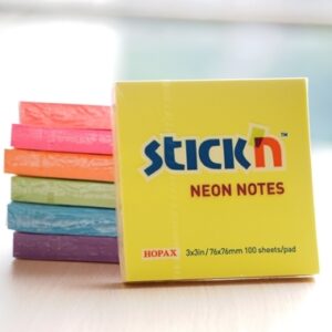 Lipnūs lapeliai Stick´N 21133, 76x76mm, 100 lapelių, neoninės  geltonos  spalvos - Image 3