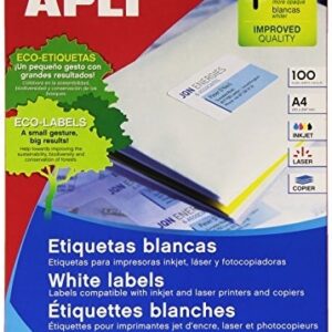 Lipnios etiketės Apli, A4, 210x297mm, 1 etiketė lape, 100 lapų, baltos spalvos - Image 2