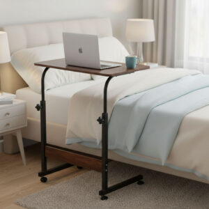 Mobile laptop table – side desk for armchair and sofa in dark walnut finish, ModernHome - Image 3