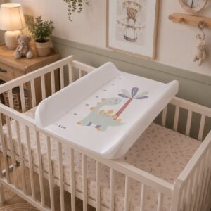 Rigid contoured changing mat topper 85x50 cm for crib and dresser dinosaurs ECOTOYS - Image 3