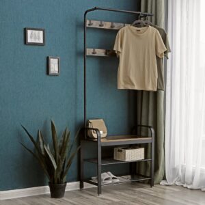 Pakaba, drabužių stovas, medinė batų lentyna, LOFT - Image 3