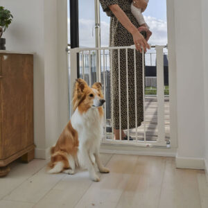 Safety Gate 74-132 cm for Stairs and Doors, Steel with Extra Panels White ECOTOYS - Image 3